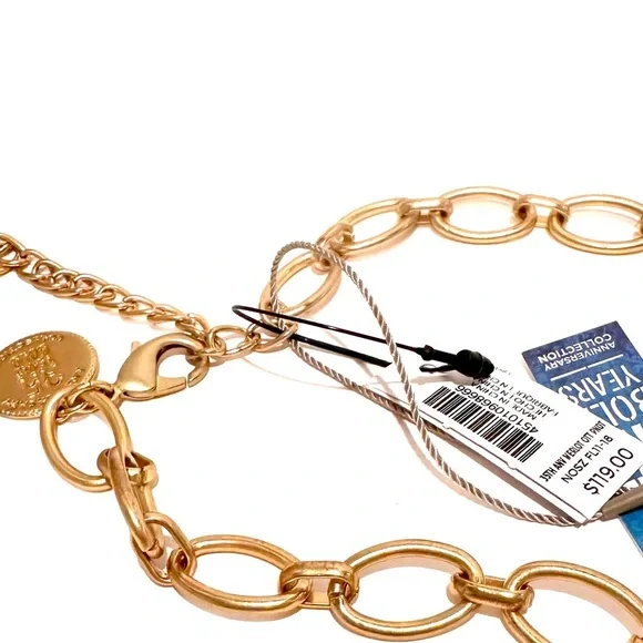 CHICO’s 35th Anniversary Merlot Red & Gold Statement Necklace | NWT | MSRP $119 - Picture 10 of 10